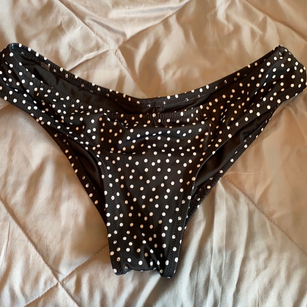 VS black white polka dot rouched bikini bottom size L